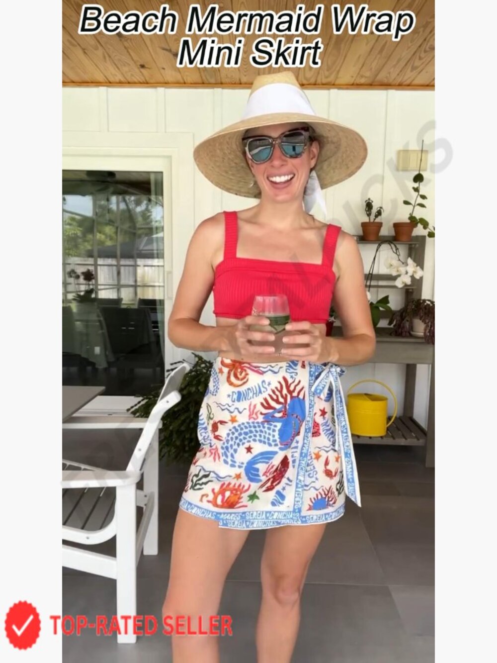 Boho Floral Wrap Mini Skirt High Waist A-Line Knot Side Summer Beach Casual - Picture 7 of 7